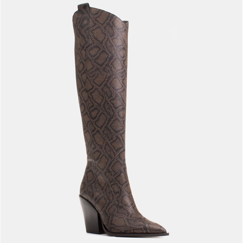 Marco Shoes Cizme înalte pentru femei, cizme de cowboy din piele naturală maro 1 Marco Shoes Cizme înalte pentru femei, cizme de cowboy din piele naturală maro 1