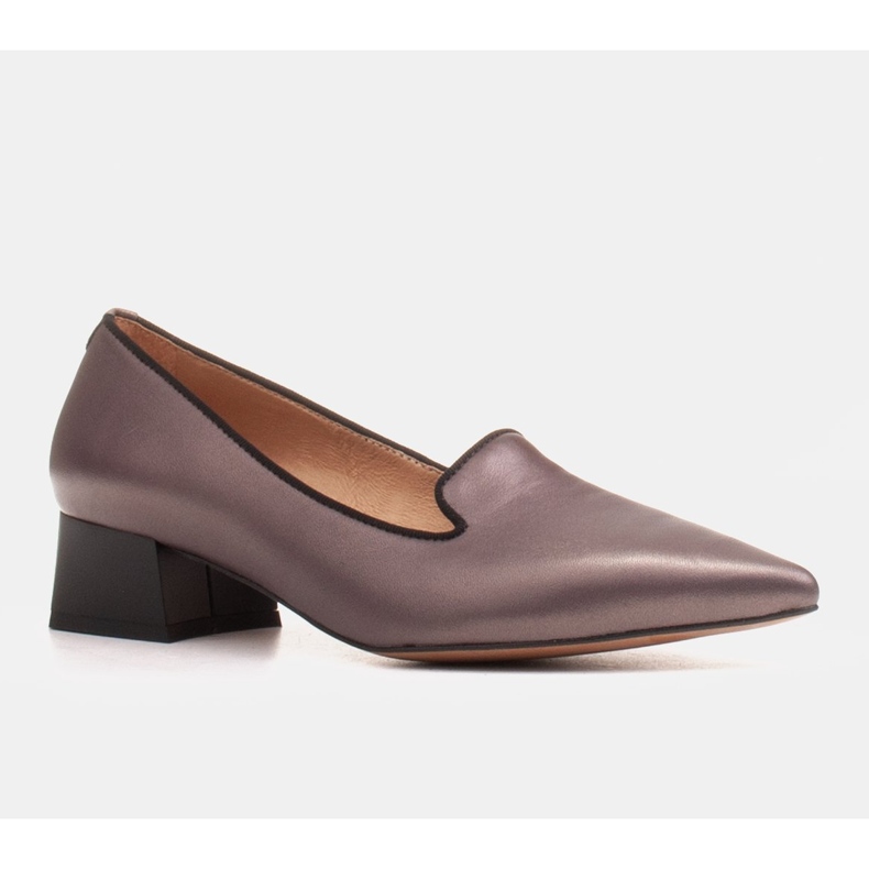 Marco Shoes Pompele de damă cu piele interesantă pe toc mic maro 1