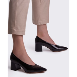 Marco Shoes Pompele dama negre elegante din lac negru 2