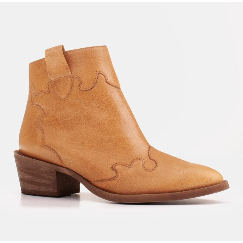 Marco Shoes Cizme galbene din piele naturală ridată neregulat 1