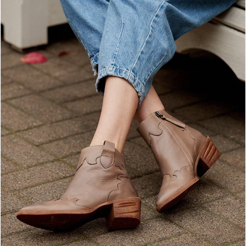 Marco Shoes Cizme bej din piele naturală fără izolație 1