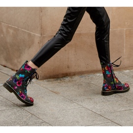 Marco Shoes Cizme înalte, cizme din piele de nubuc cu imprimeu floral gri 2