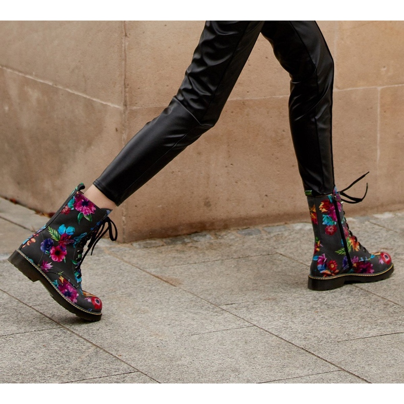 Marco Shoes Cizme înalte, cizme din piele de nubuc cu imprimeu floral gri 2