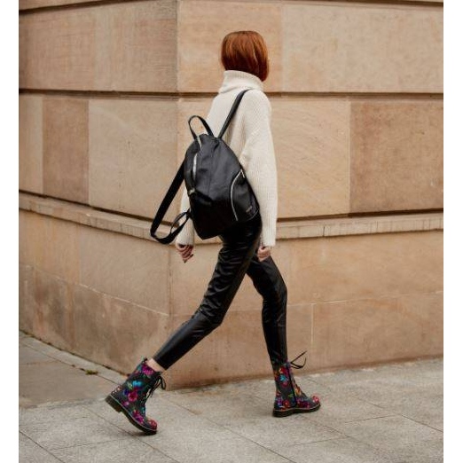 Marco Shoes Cizme înalte, cizme din piele de nubuc cu imprimeu floral gri 1