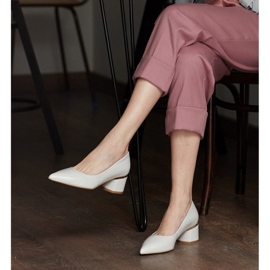 Marco Shoes Pompe din piele gri metalizat cu tocuri aurii 1