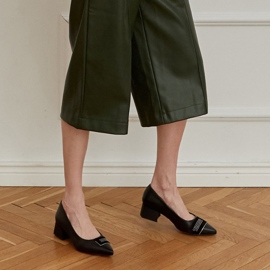 Marco Shoes Pompele negre cu toc mic, decor cu jeturi negru 1