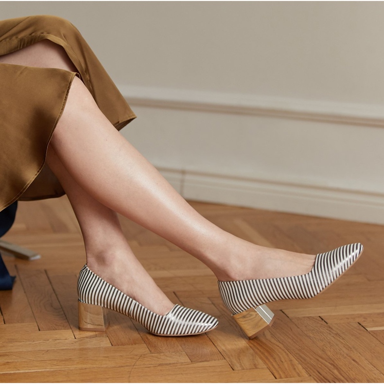 Marco Shoes Pompele elegante cu toc metalic argint 1