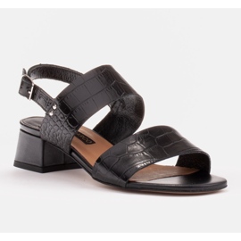Marco Shoes Sandale Cinta cu toc acoperit cu piele negru 1