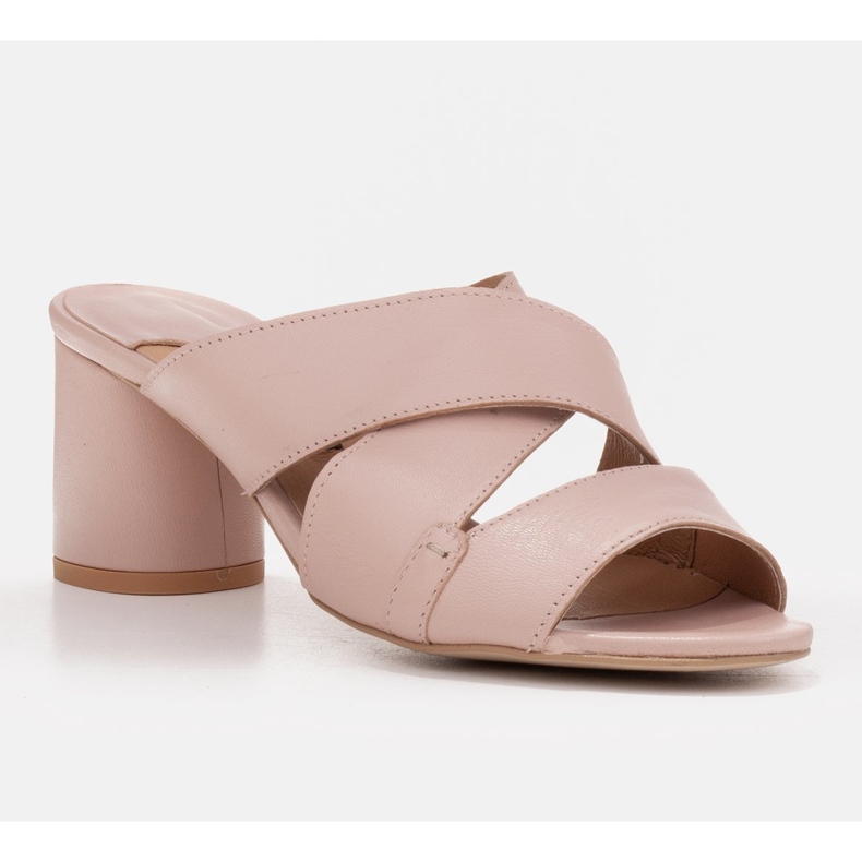 Marco Shoes Papuci de damă din piele cu dungi tăiate bej 1