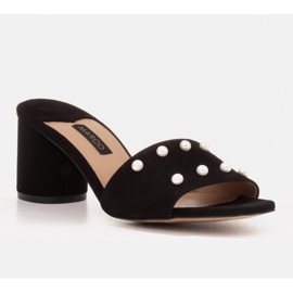 Marco Shoes Papuci de dama Marco din piele intoarsa naturala negru 1