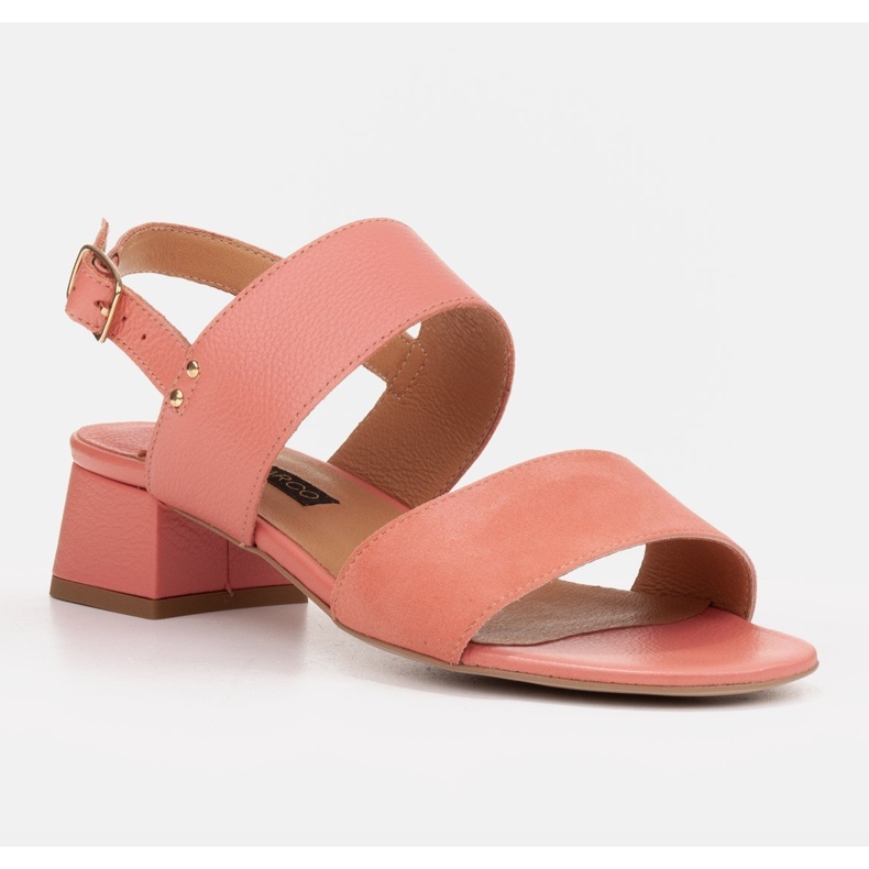 Marco Shoes Sandale Cinta cu toc acoperit cu piele roz 1