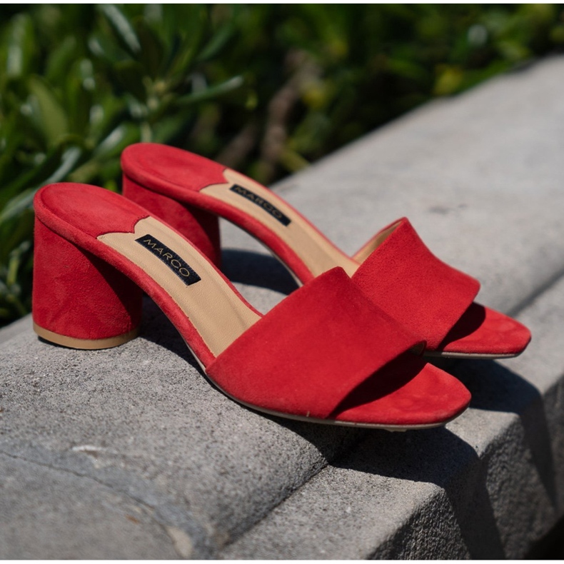 Marco Shoes Papuci de dama Marco din piele intoarsa naturala roșu 1