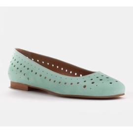 Marco Shoes Balerini de dama cu perforatie pe partea superioara verde 1