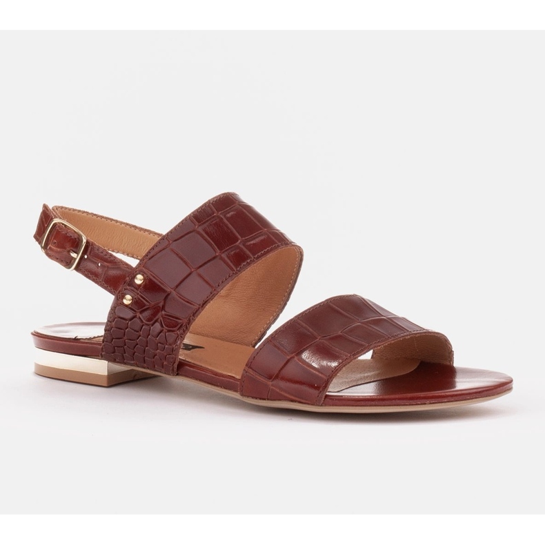 Marco Shoes Sandale plate din piele naturală, cu toc metalic maro 1