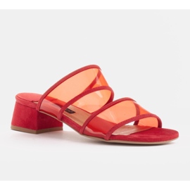Marco Shoes Papuci de damă cu dungi translucide roșu 1