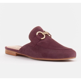 Marco Shoes Papuci de piele de căprioară pentru femei, cu un ornament roșu multicolor 2