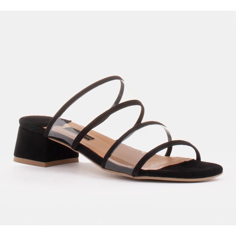 Marco Shoes Papuci de damă cu dungi translucide negru 1