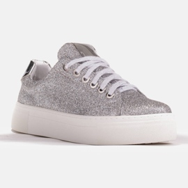 Marco Shoes Adidași de damă cu talpă groasă 1958P-1207-166-1 argint 1