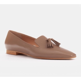 Marco Shoes Balerini de domni pentru femei cu franjuri bej 1