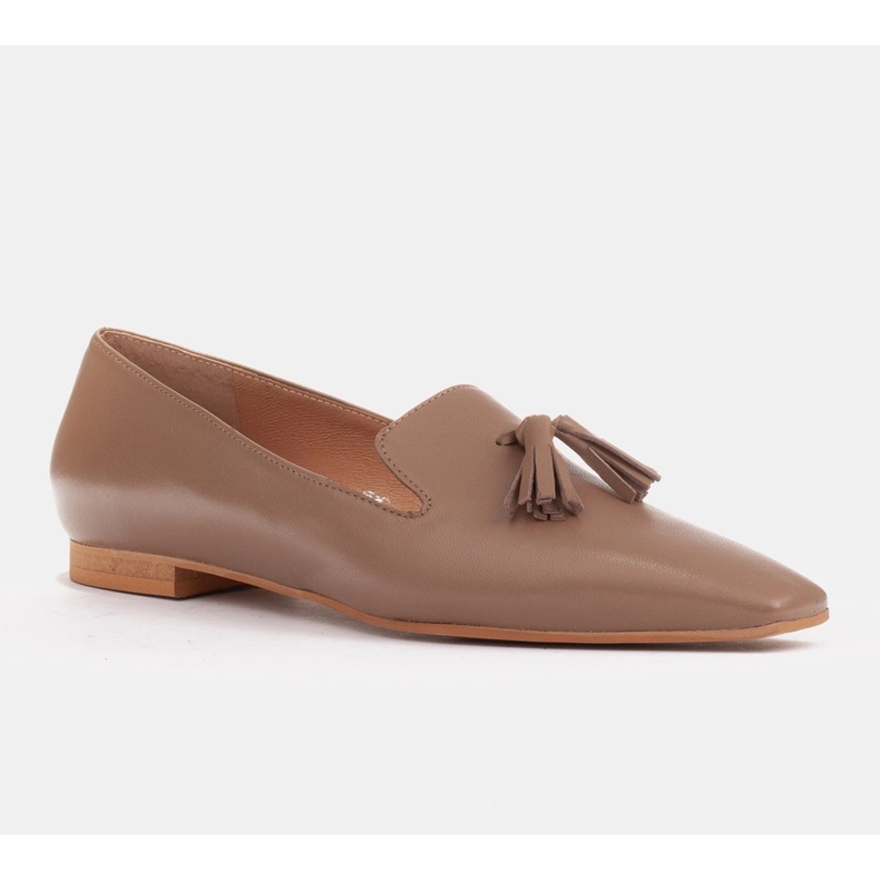 Marco Shoes Balerini de domni pentru femei cu franjuri bej 1