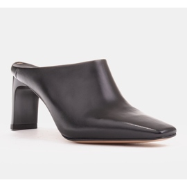 Marco Shoes Pompele de vară din piele cu spatele deschis negru 1