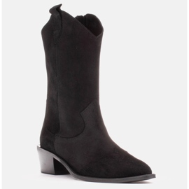 Marco Shoes Ghete cowboy negre din piele intoarsa naturala negru 1