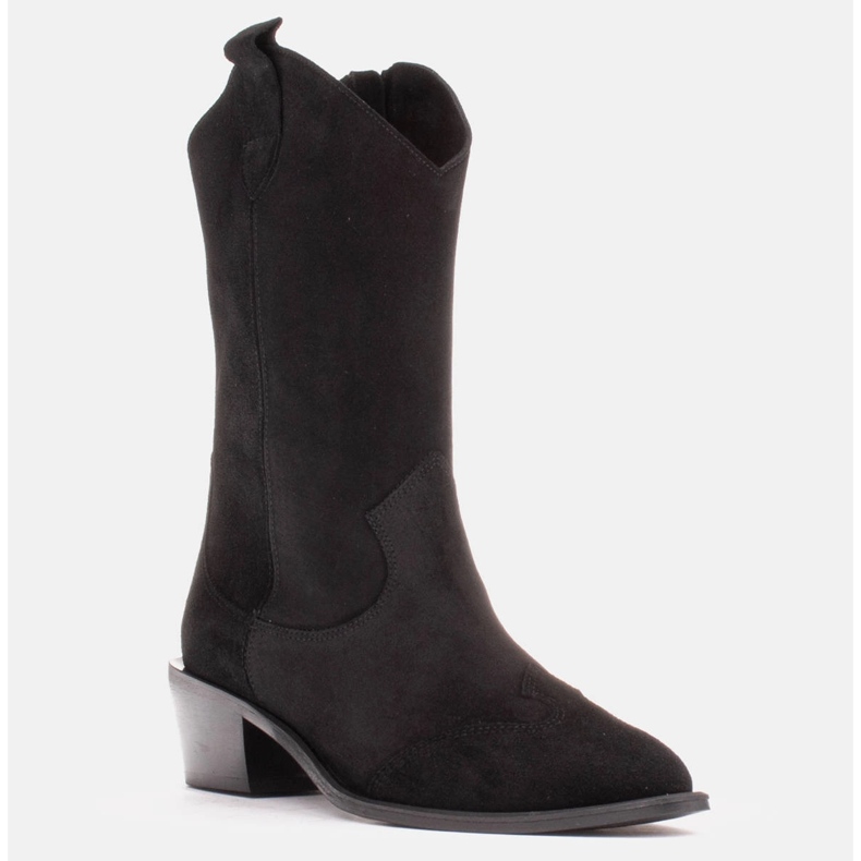 Marco Shoes Ghete cowboy negre din piele intoarsa naturala negru 1