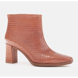 Marco Shoes Cizme combinate din două tipuri de piele maro 1 Marco Shoes Cizme combinate din două tipuri de piele maro 1