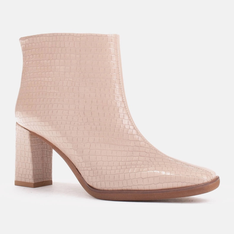 Marco Shoes Cizme combinate din două tipuri de piele bej 1