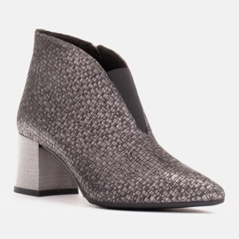 Marco Shoes Botine subțiri din piele argintie cu cauciuc în partea superioară gri 1
