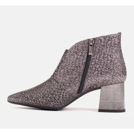 Marco Shoes Botine subțiri din piele argintie cu cauciuc în partea superioară gri 3