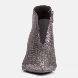 Marco Shoes Botine subțiri din piele argintie cu cauciuc în partea superioară gri 2
