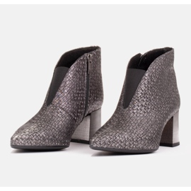 Marco Shoes Botine subțiri din piele argintie cu cauciuc în partea superioară gri 4
