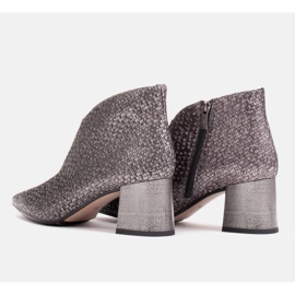 Marco Shoes Botine subțiri din piele argintie cu cauciuc în partea superioară gri 5