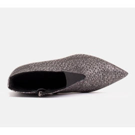 Marco Shoes Botine subțiri din piele argintie cu cauciuc în partea superioară gri 6