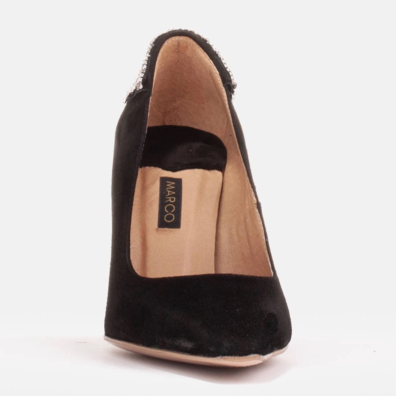 Marco Shoes Tocuri din piele intoarsa cu cristale negru 2