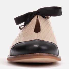 Marco Shoes Pantofi jazz din piele gofrată cu șireturi 2225P-1284-001-1 bej 1