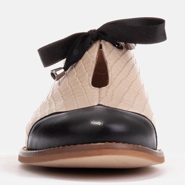 Marco Shoes Pantofi jazz din piele gofrată cu șireturi 2225P-1284-001-1 bej 1