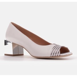 Marco Shoes Pompe cu toc metalic alb multicolor argint 1
