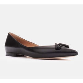 Marco Shoes Balerini din piele cu franjuri decorativi negru 1