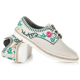 Kylie Pantofi de dama cu broderie maro 2