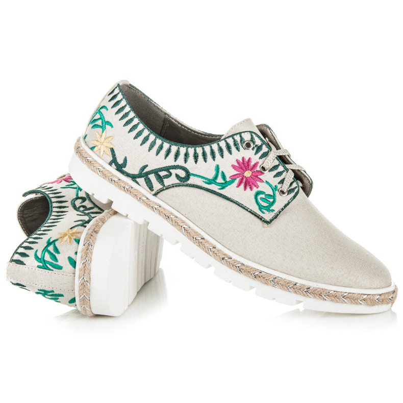 Kylie Pantofi de dama cu broderie maro 2