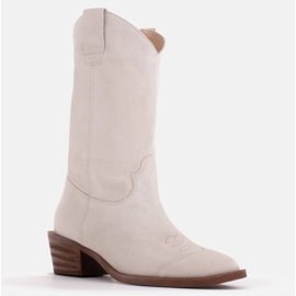 Marco Shoes Cizme de cowboy fara izolatie naturala din piele intoarsa alb 1