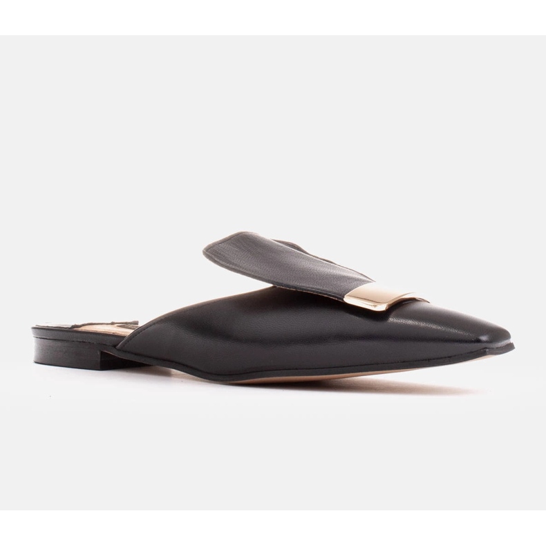 Marco Shoes Papuci din piele naturala negru 1