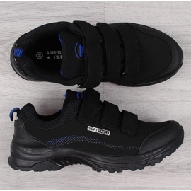 Pantofi de trekking cu Velcro impermeabili negru si albastru American Club 1