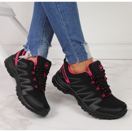 Pantofi de trekking dama impermeabili negru si roz American Club 1