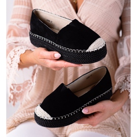 SHELOVET Espadrile din piele intoarsa negru 1