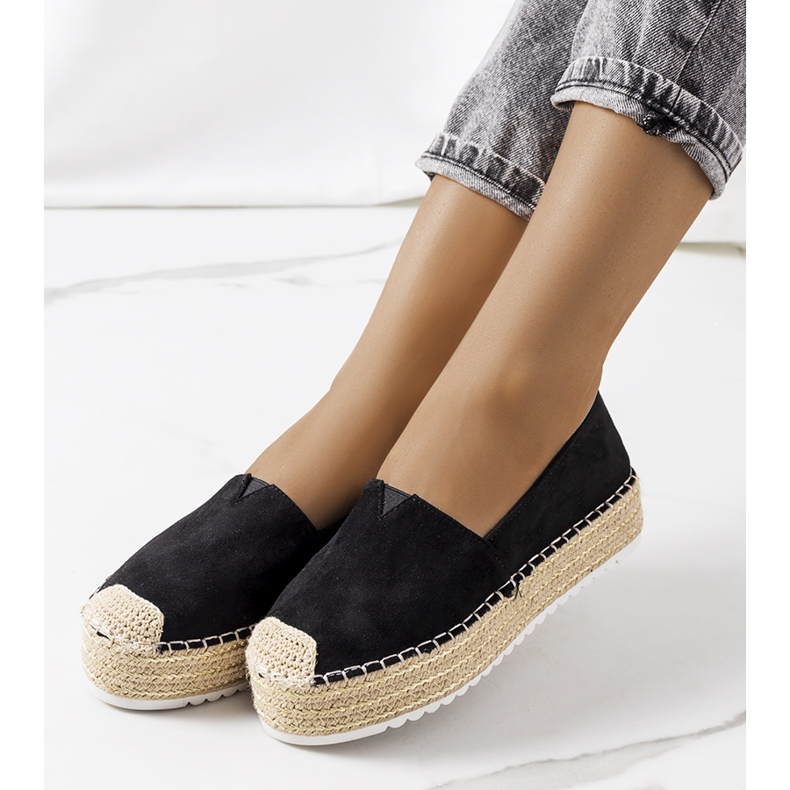 Espadrile negre pe platforma Dione negru 1