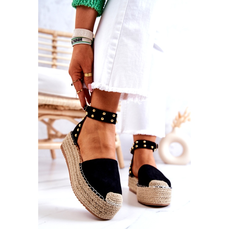 FB2 Sandale Espadrile Lillian Negre Cu Jeturi negru 2