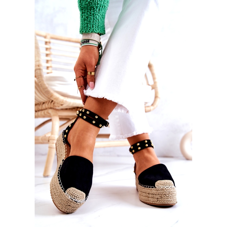 FB2 Sandale Espadrile Lillian Negre Cu Jeturi negru 3